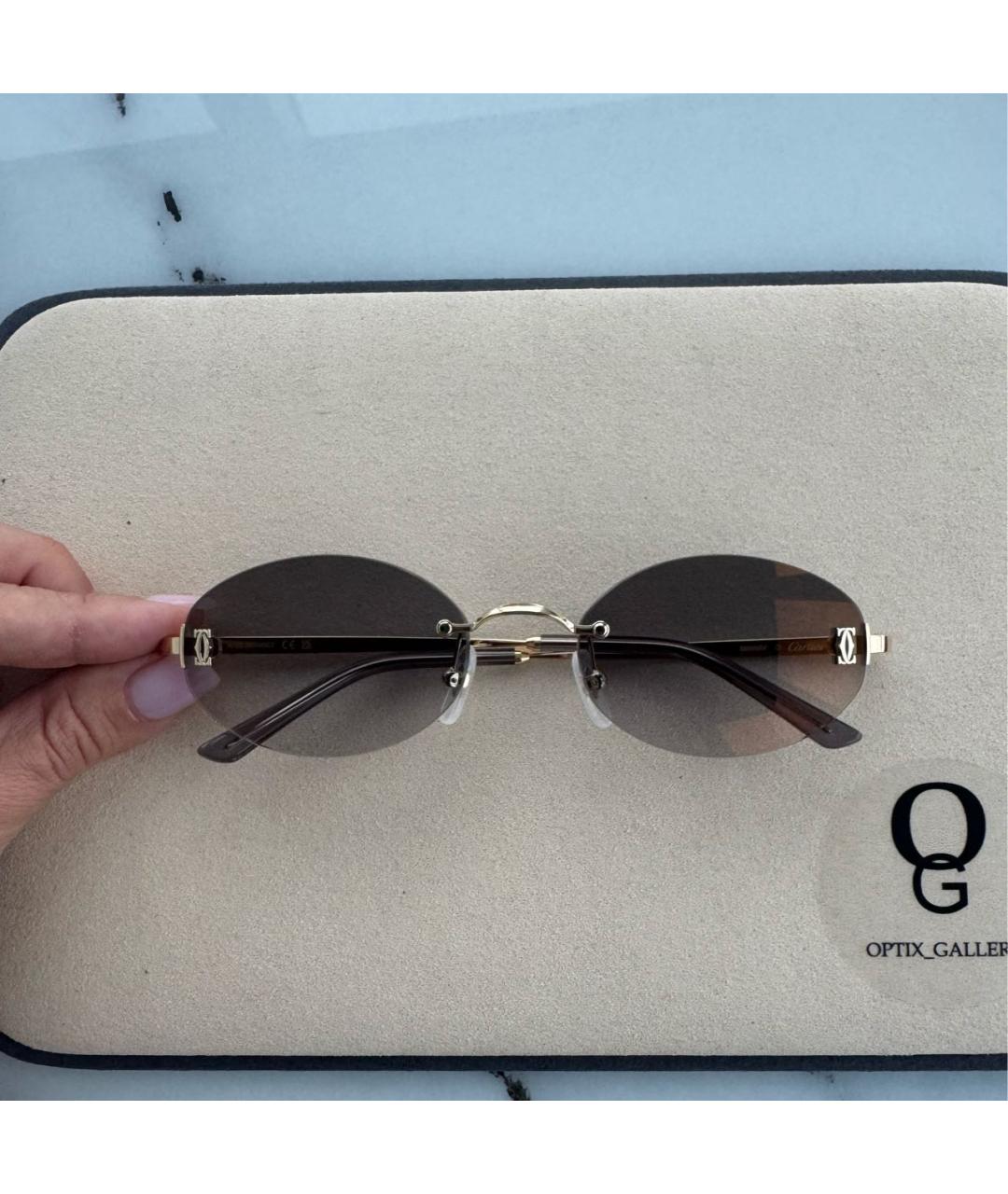 CARTIER Антрацитовые металлические солнцезащитные очки, фото 4