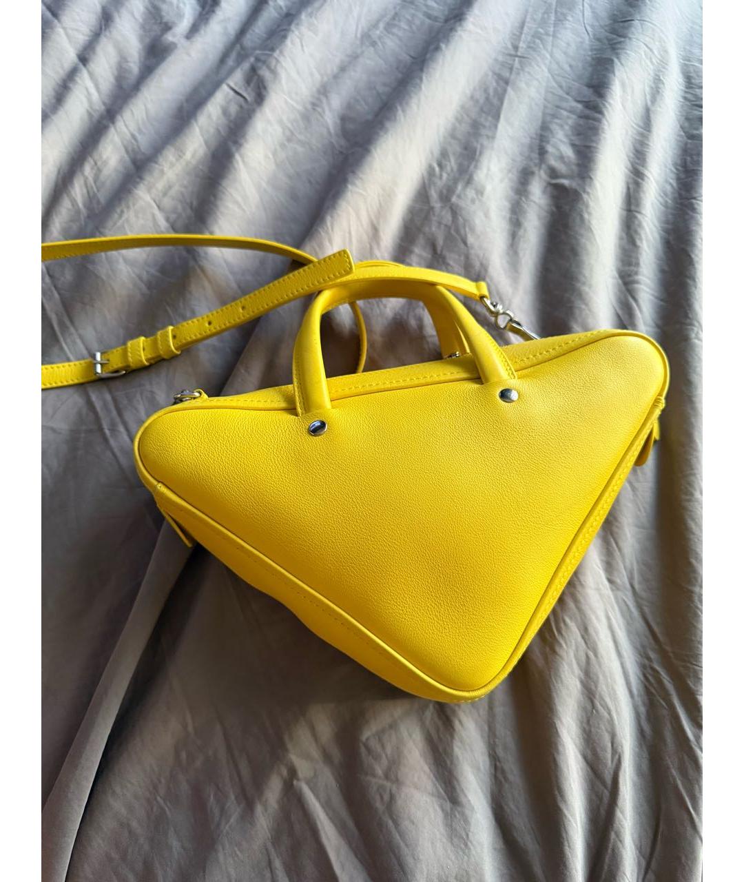 BALENCIAGA Желтая кожаная сумка через плечо, фото 2