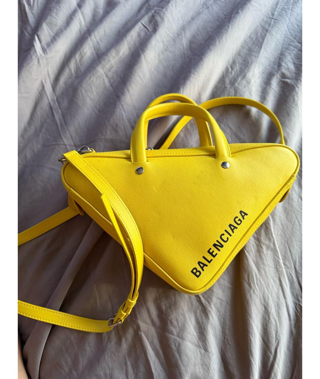 BALENCIAGA Желтая кожаная сумка через плечо, фото 5