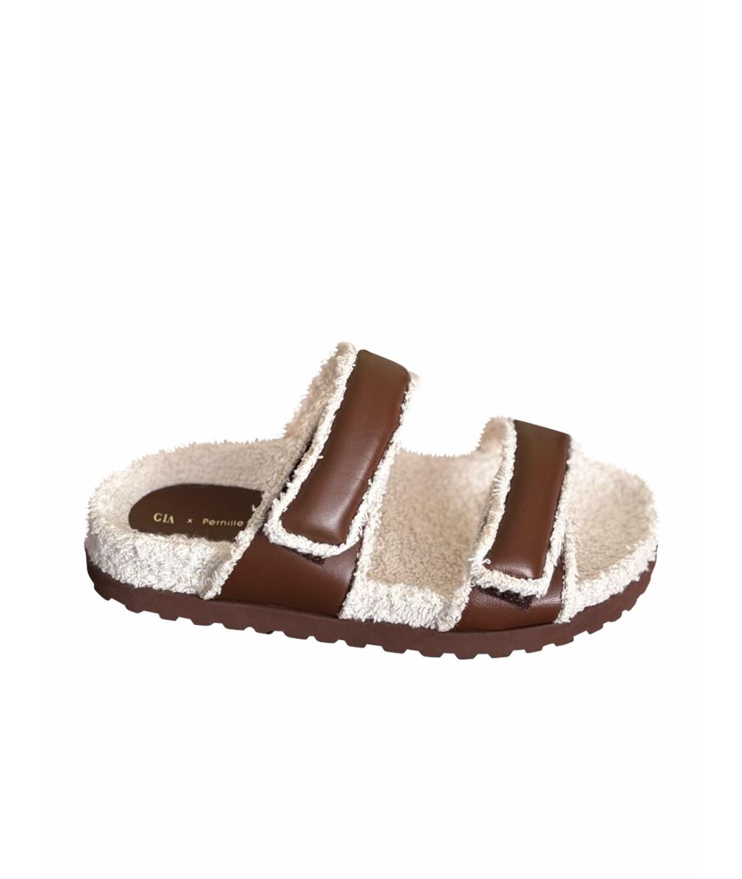 GIABORGHINI Коричневые кожаные сандалии, фото 1