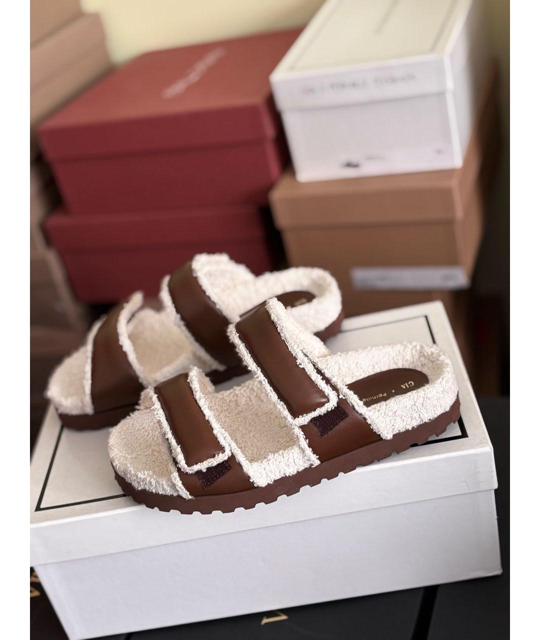 GIABORGHINI Коричневые кожаные сандалии, фото 5