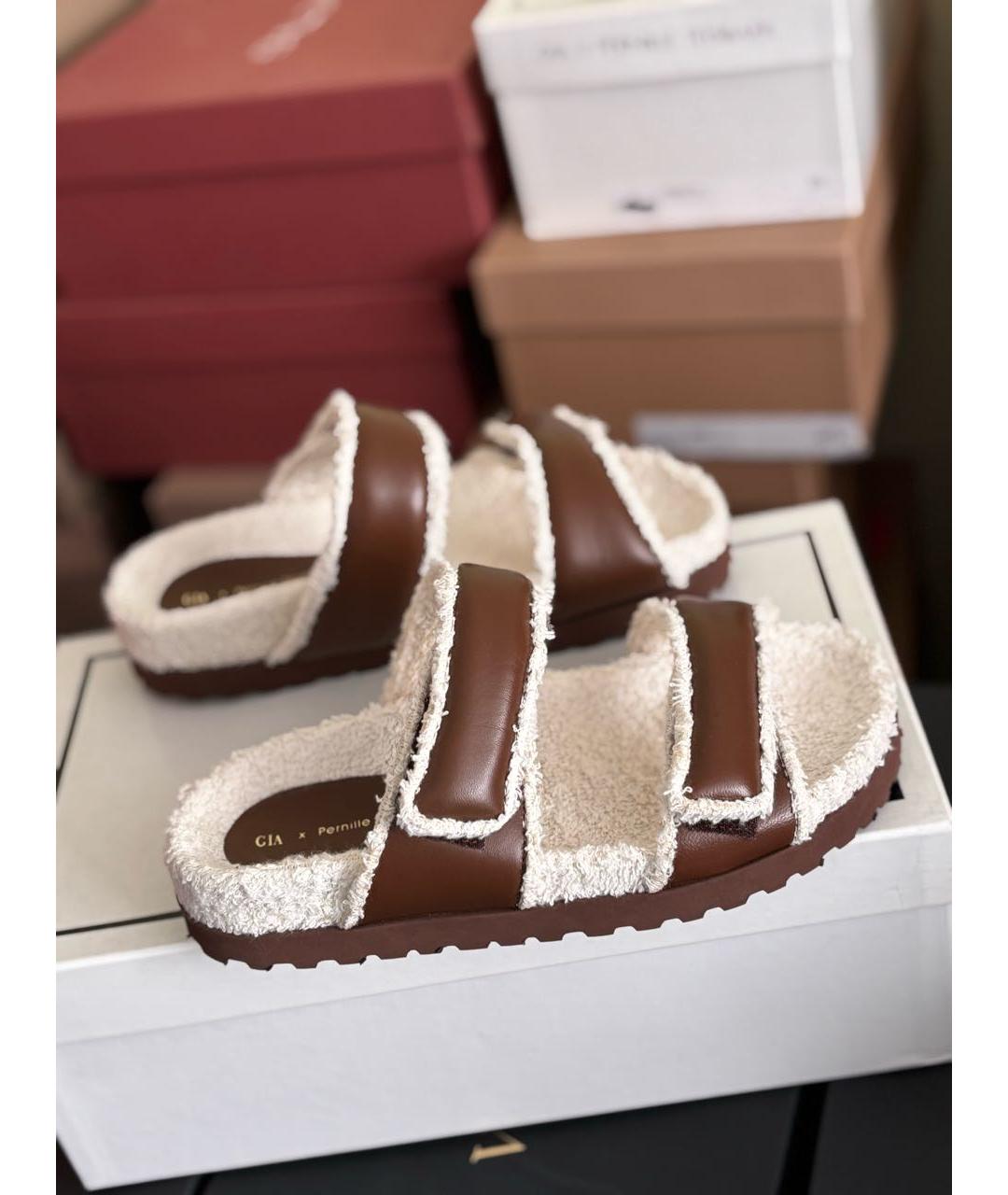 GIABORGHINI Коричневые кожаные сандалии, фото 9