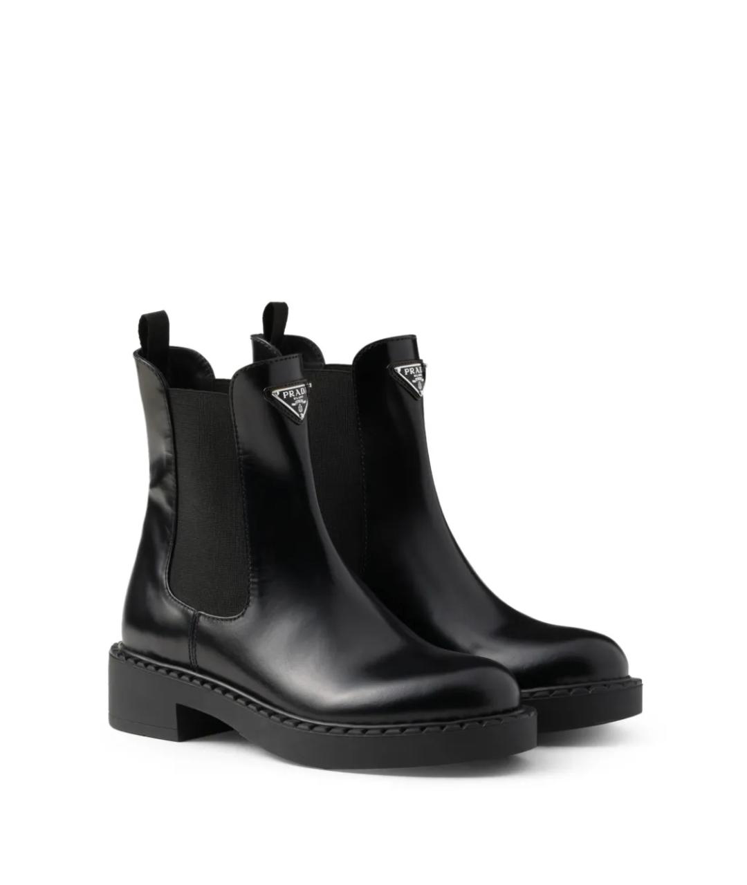 PRADA Черные кожаные ботинки, фото 4