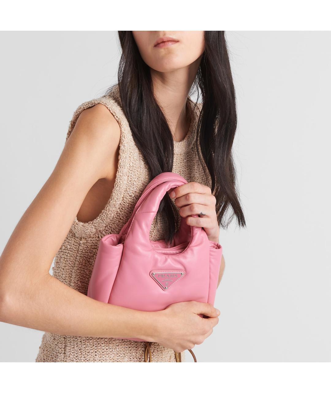 PRADA Розовая кожаная сумка через плечо, фото 6