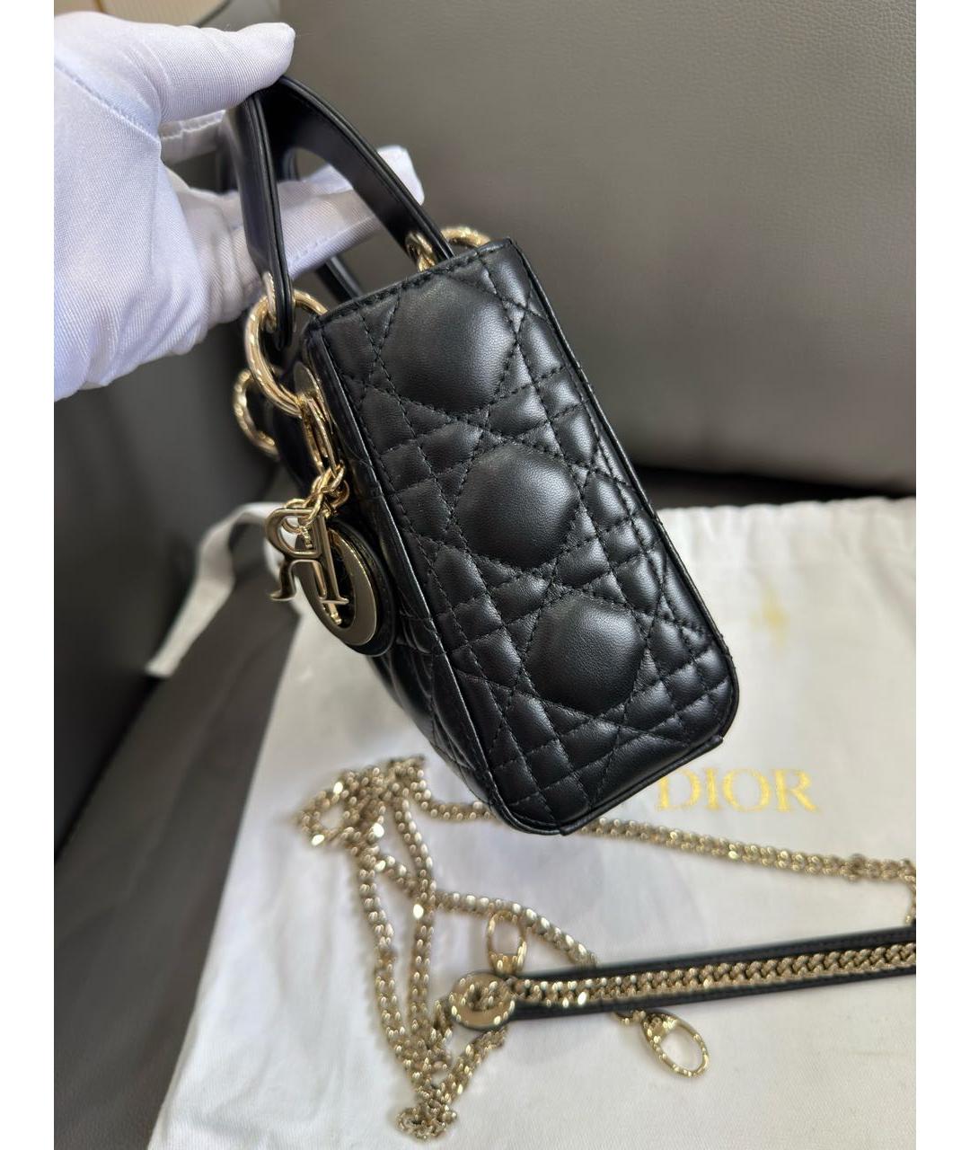 CHRISTIAN DIOR Черная кожаная сумка через плечо, фото 4