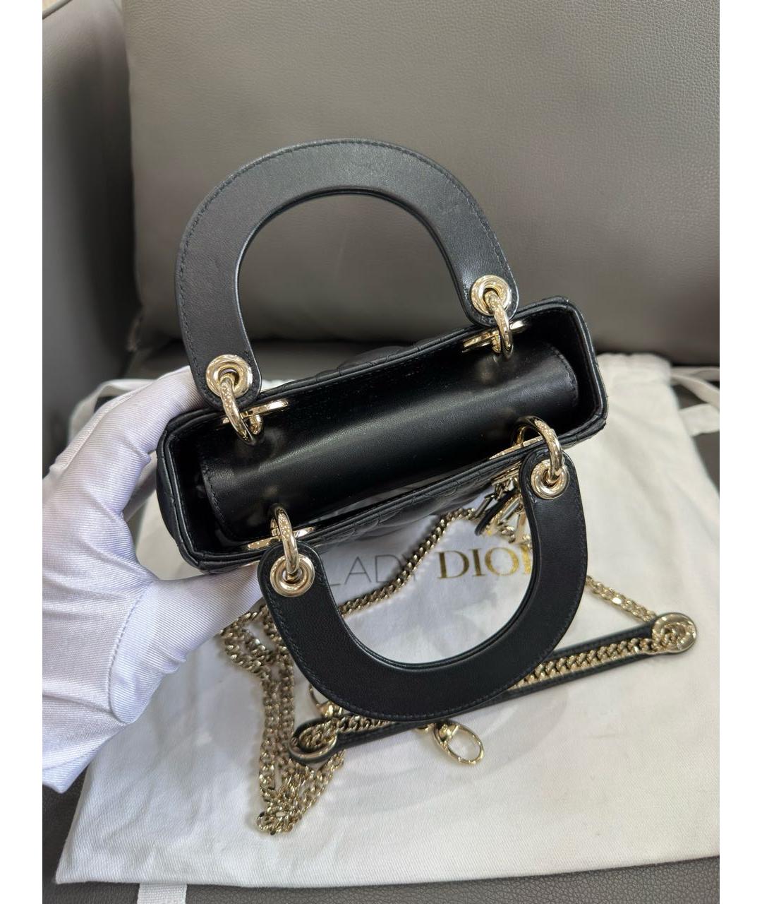 CHRISTIAN DIOR Черная кожаная сумка через плечо, фото 6
