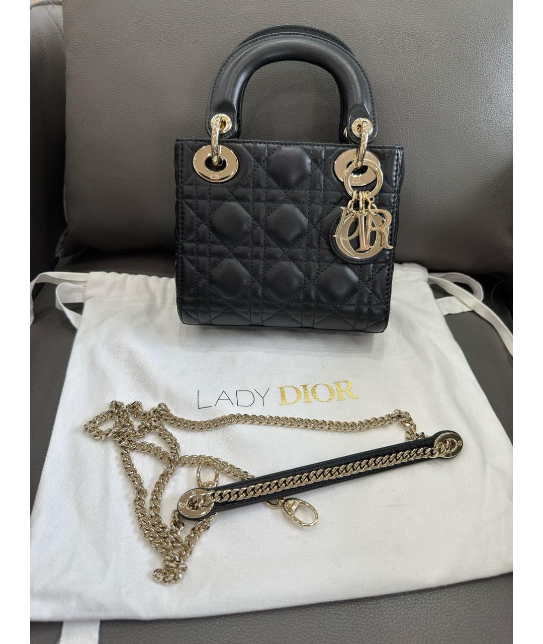 CHRISTIAN DIOR Черная кожаная сумка через плечо, фото 8