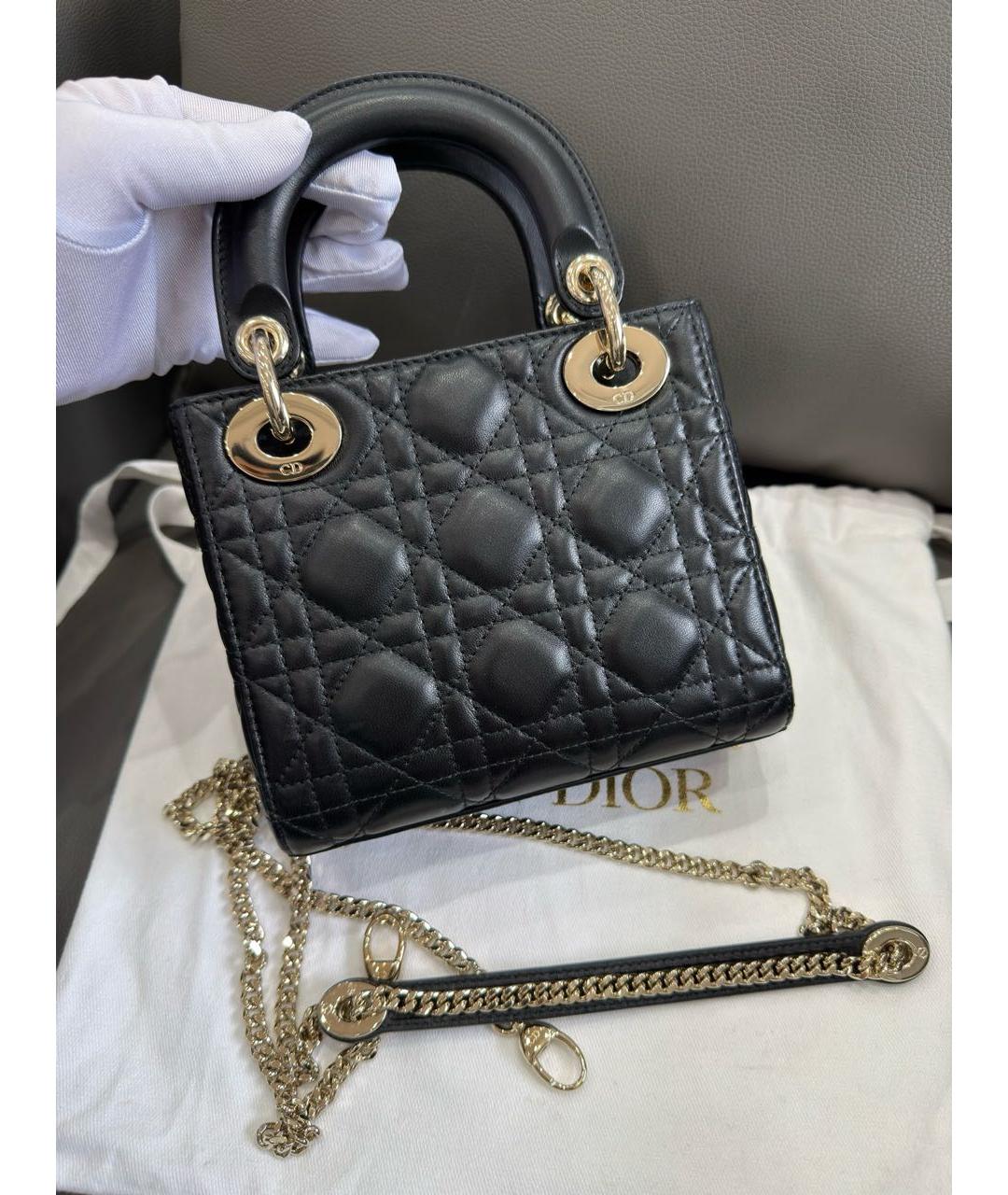 CHRISTIAN DIOR Черная кожаная сумка через плечо, фото 3