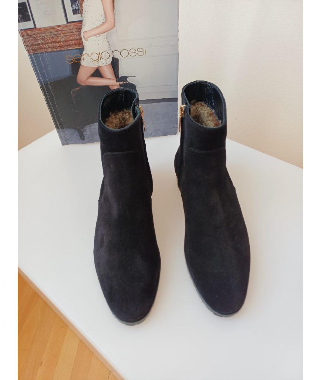 SERGIO ROSSI Черные замшевые ботинки, фото 6