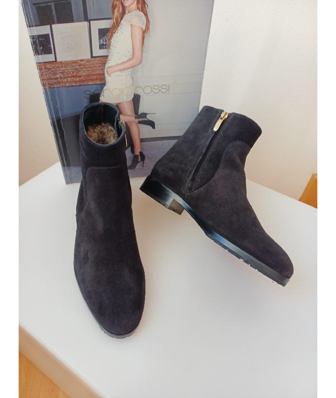 SERGIO ROSSI Черные замшевые ботинки, фото 3