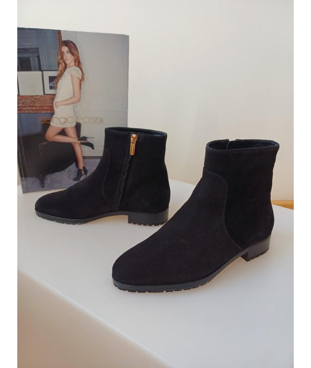 SERGIO ROSSI Черные замшевые ботинки, фото 2