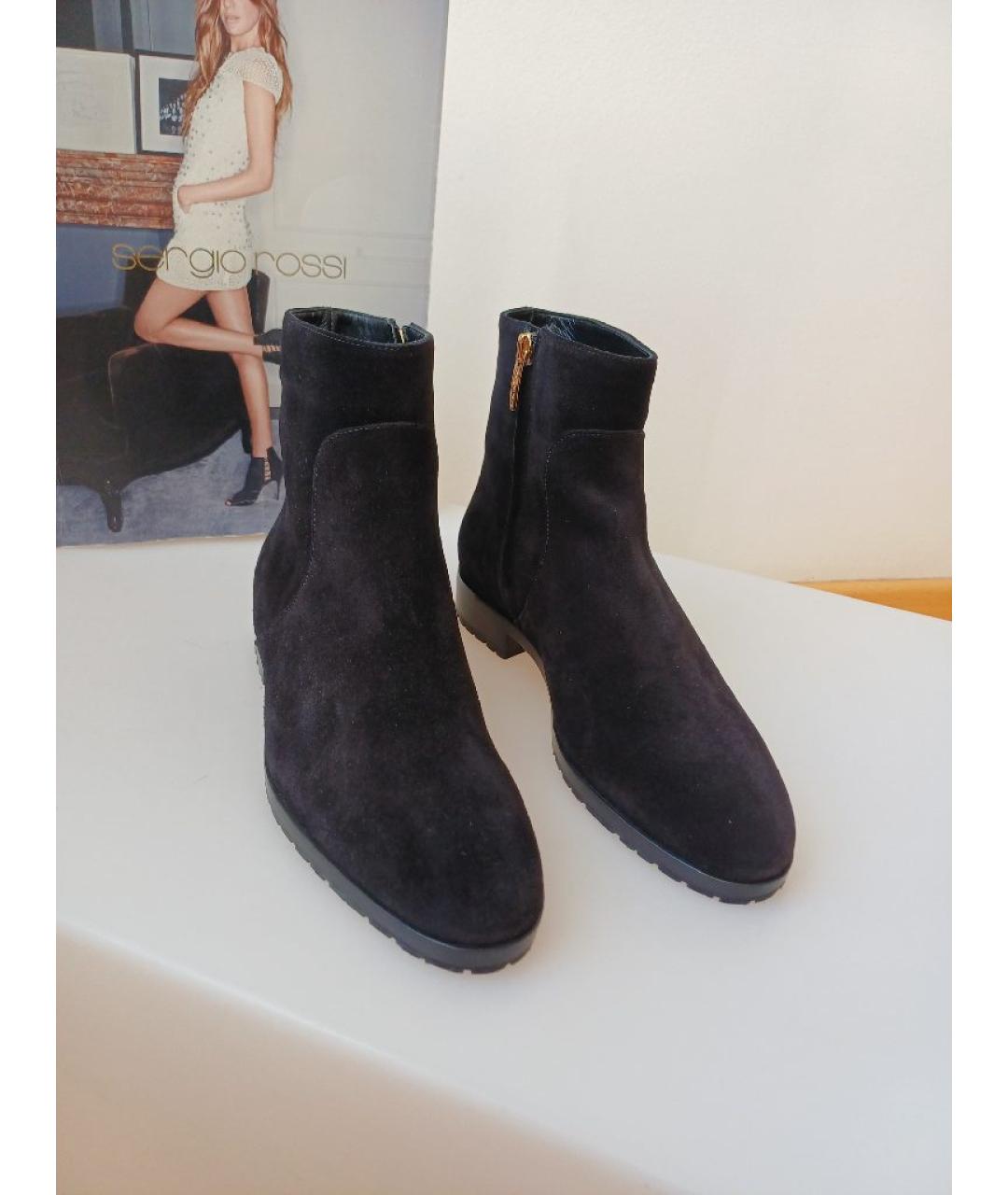 SERGIO ROSSI Черные замшевые ботинки, фото 5