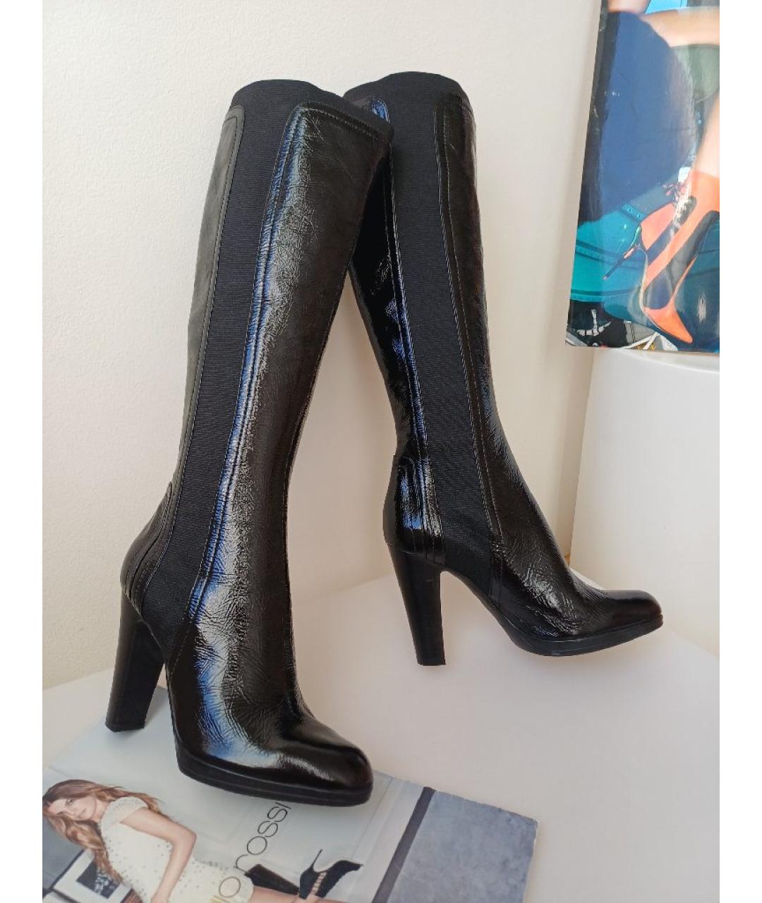 SERGIO ROSSI Черные сапоги из лакированной кожи, фото 4