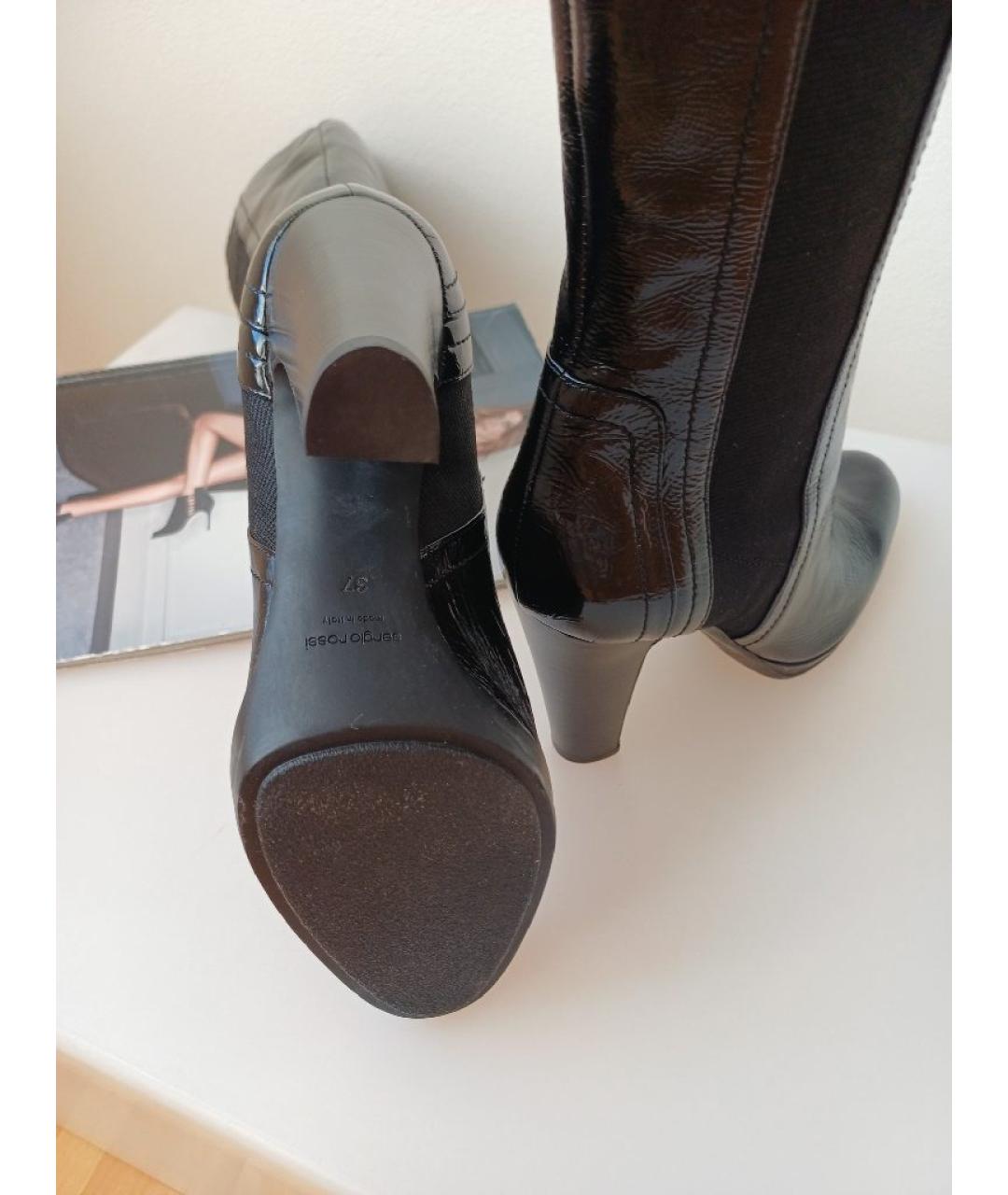 SERGIO ROSSI Черные сапоги из лакированной кожи, фото 7