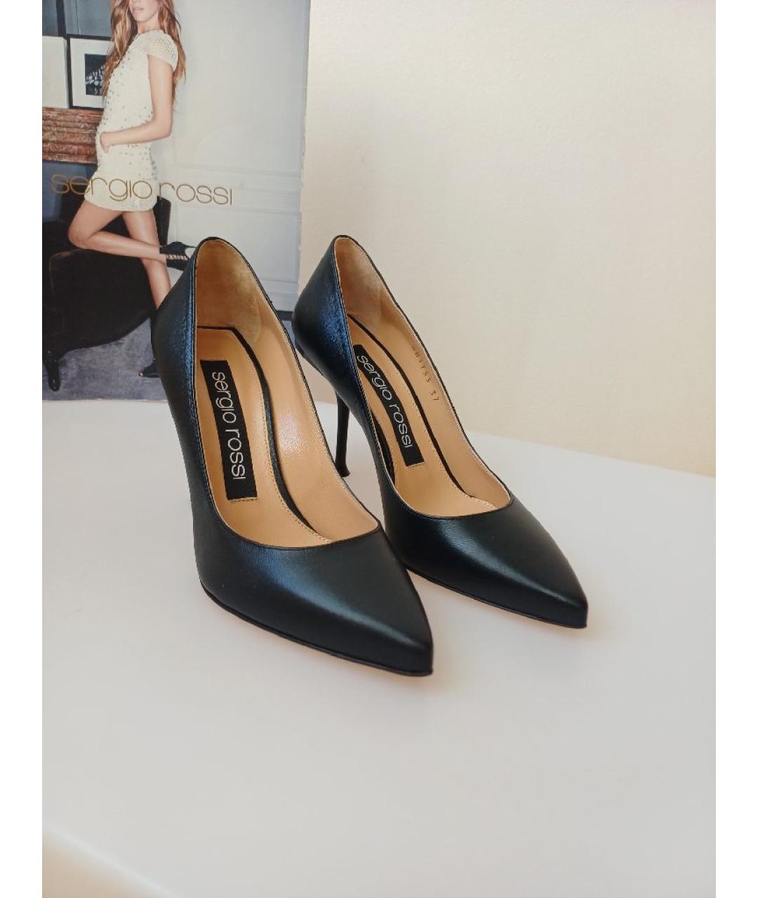 SERGIO ROSSI Черные кожаные туфли, фото 6