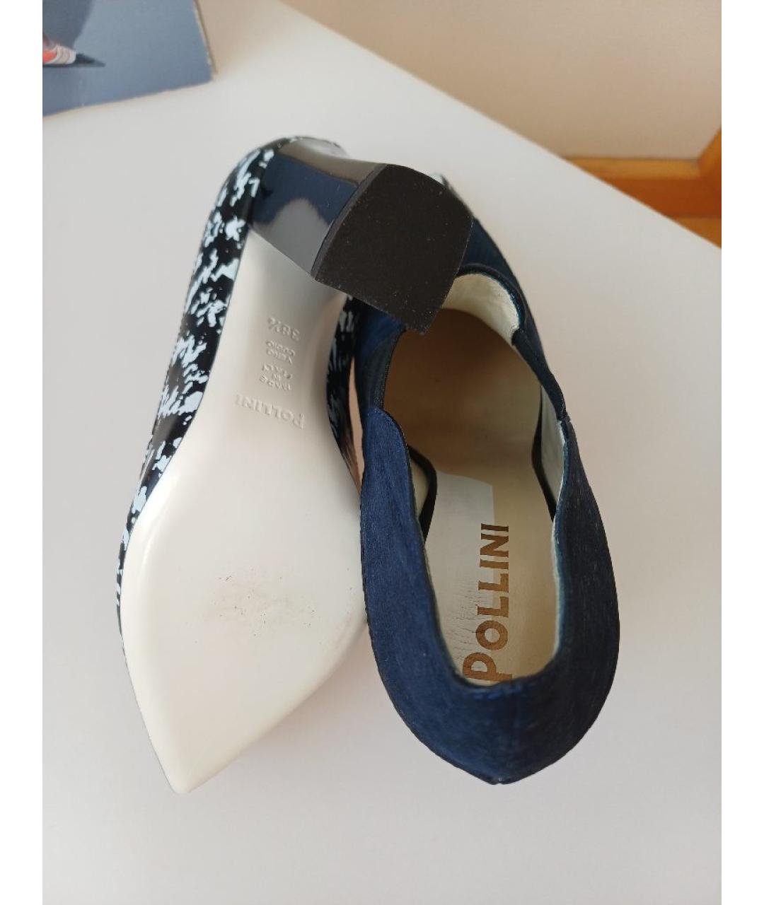 POLLINI Темно-синие нубуковые ботильоны, фото 8