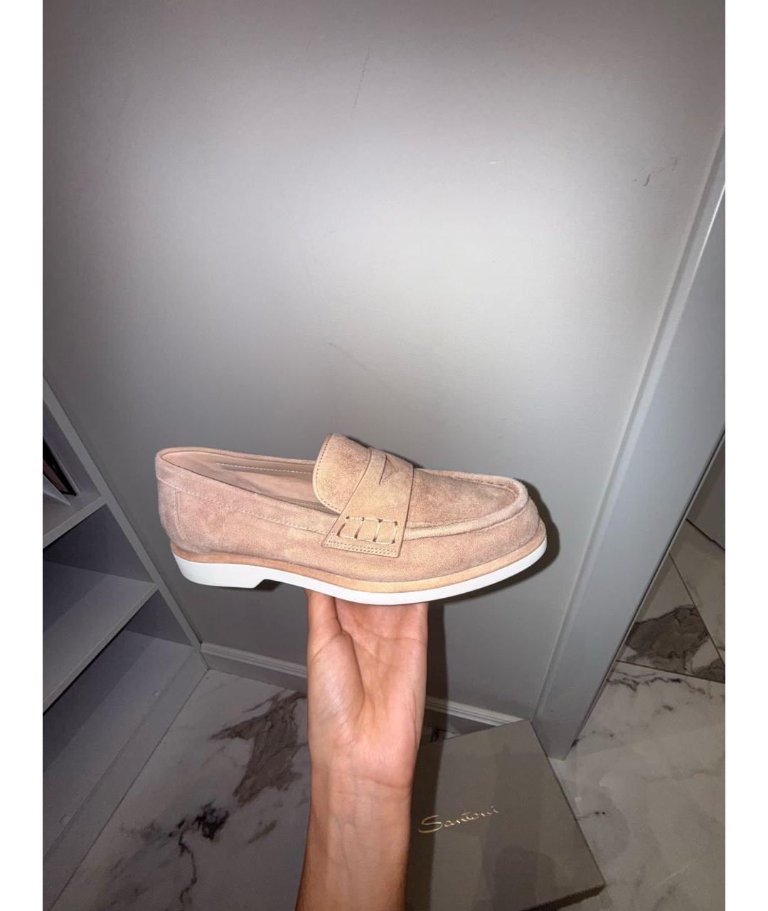 SANTONI Розовые замшевые лоферы, фото 9