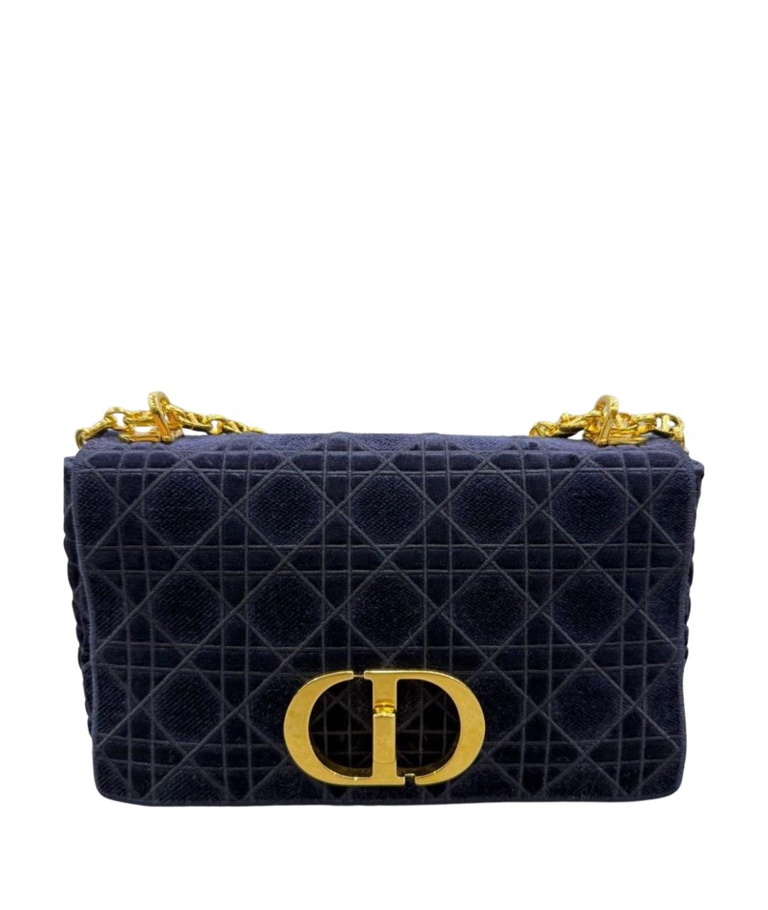 CHRISTIAN DIOR Темно-синяя жаккардовая сумка с короткими ручками, фото 1