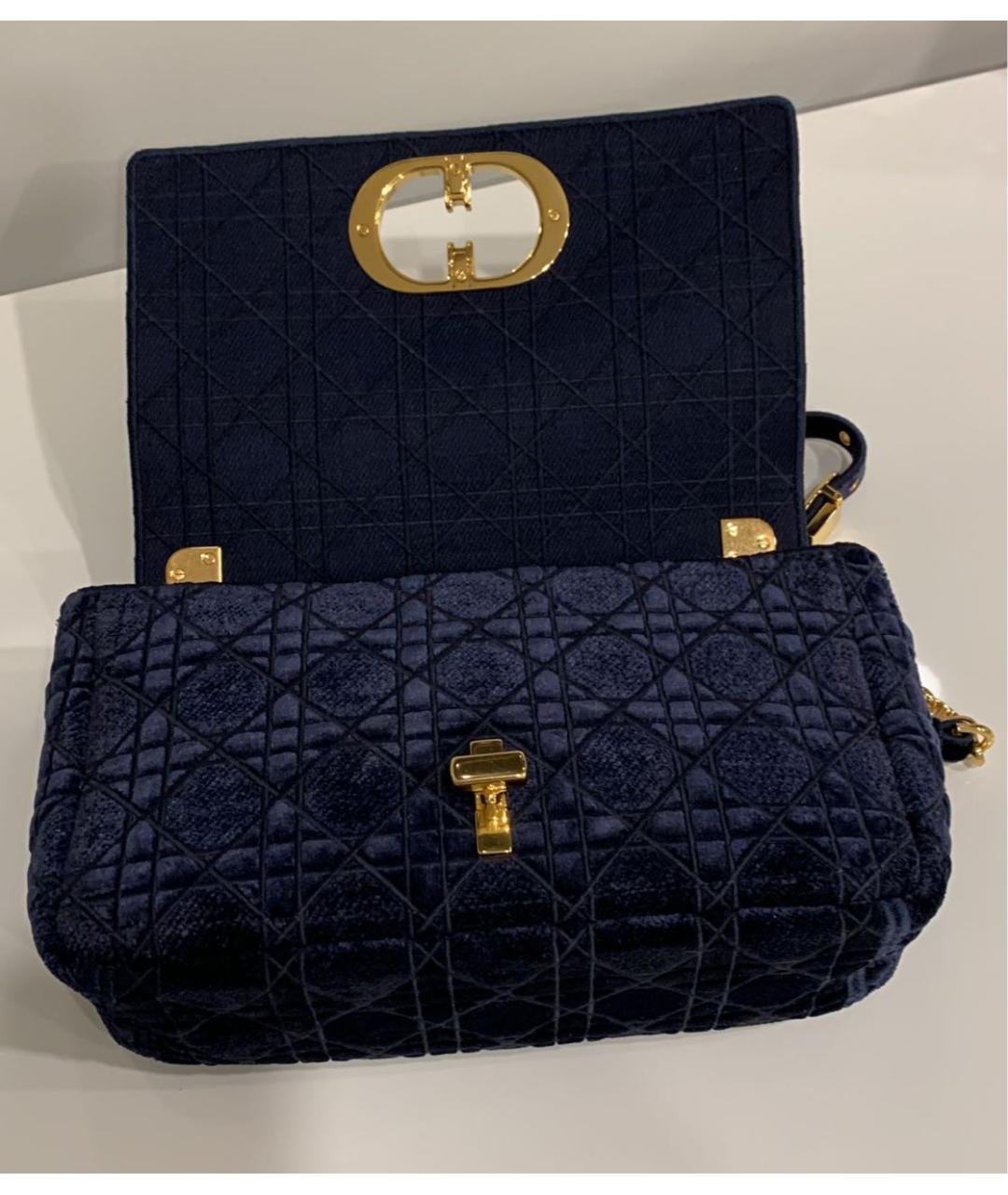 CHRISTIAN DIOR Темно-синяя жаккардовая сумка с короткими ручками, фото 6