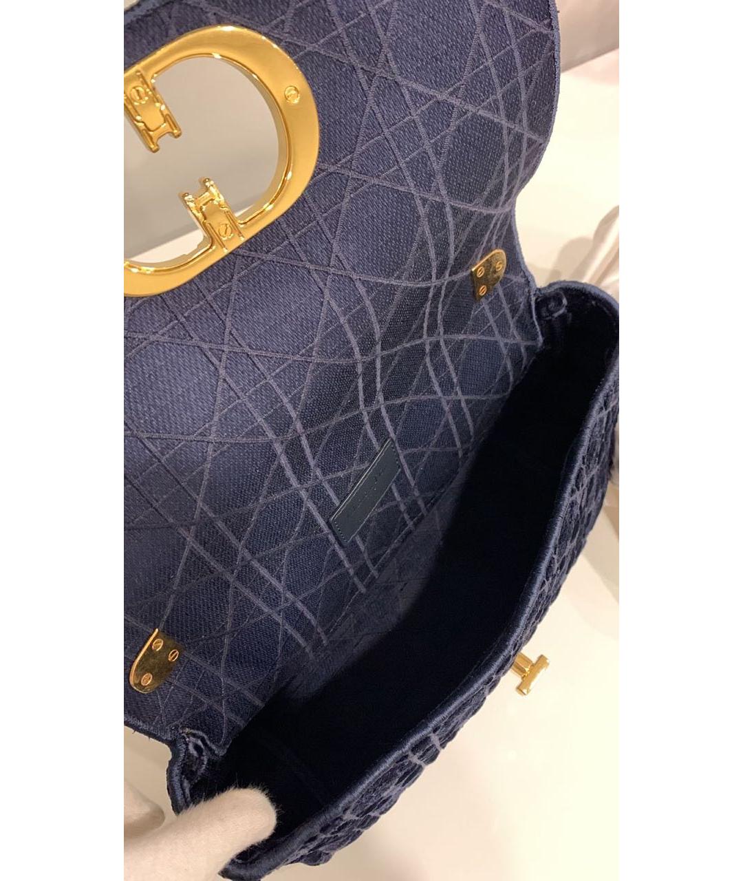CHRISTIAN DIOR Темно-синяя жаккардовая сумка с короткими ручками, фото 7