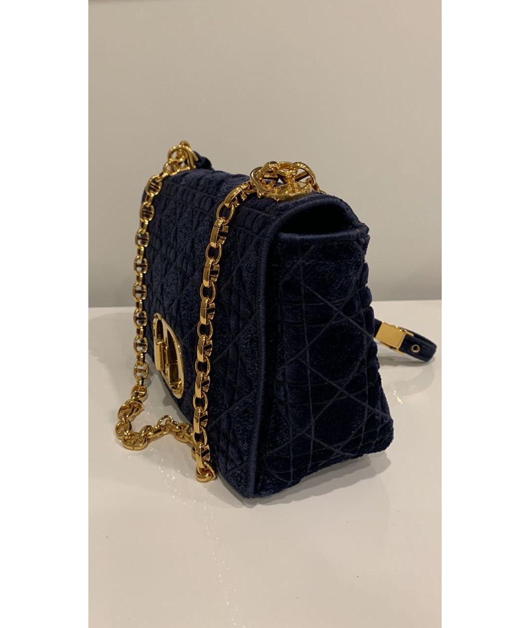 CHRISTIAN DIOR Темно-синяя жаккардовая сумка с короткими ручками, фото 2