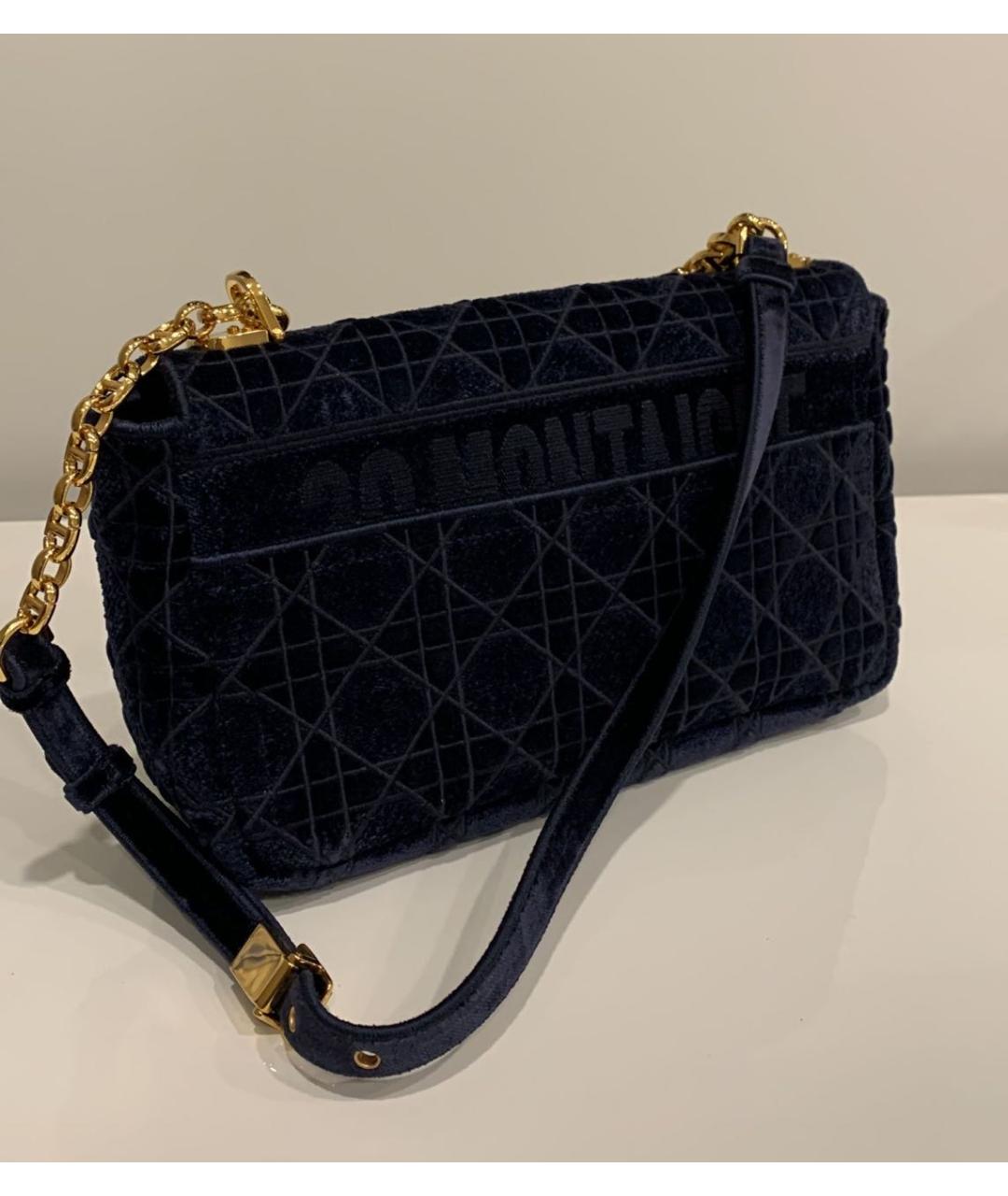 CHRISTIAN DIOR Темно-синяя жаккардовая сумка с короткими ручками, фото 3
