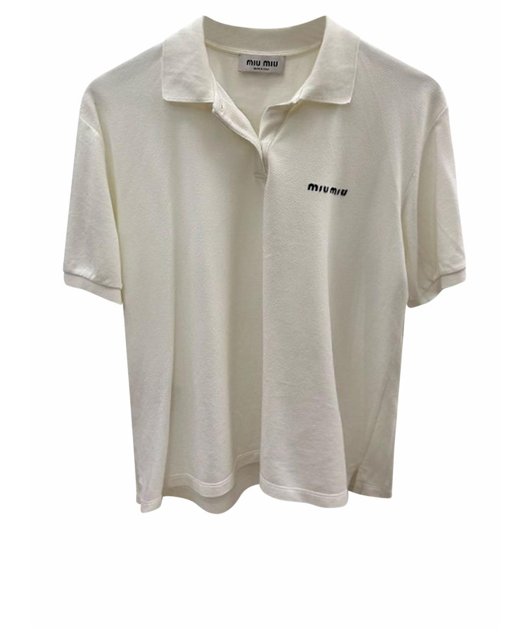MIU MIU Белая хлопковая футболка, фото 1
