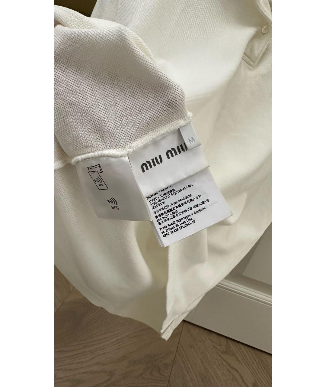 MIU MIU Белая хлопковая футболка, фото 2