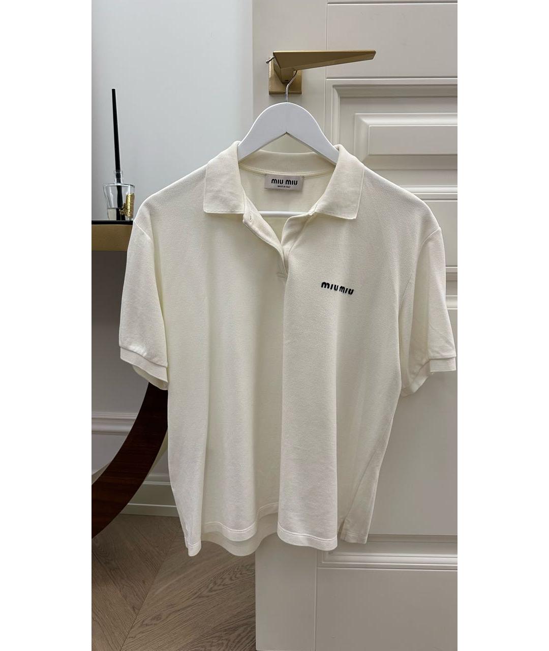 MIU MIU Белая хлопковая футболка, фото 3