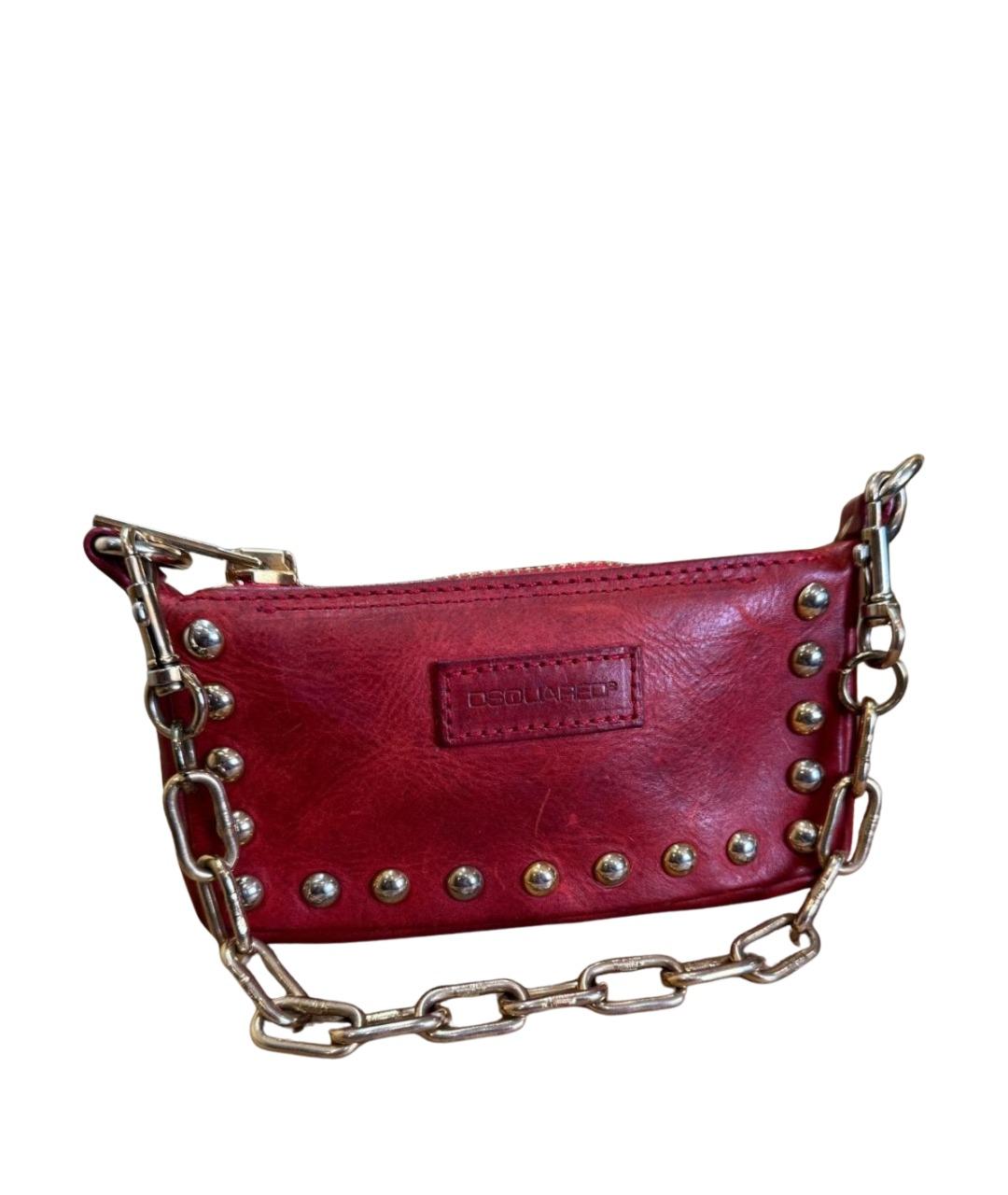 DSQUARED2 Красная кожаная сумка с короткими ручками, фото 1