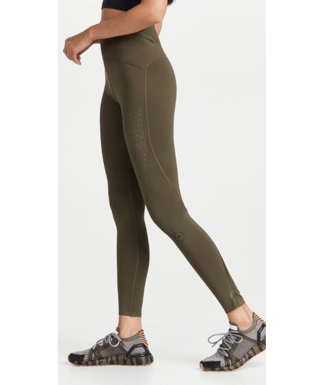 ADIDAS BY STELLA MCCARTNEY Хаки полиэстеровые леггинсы и велосипедки, фото 3
