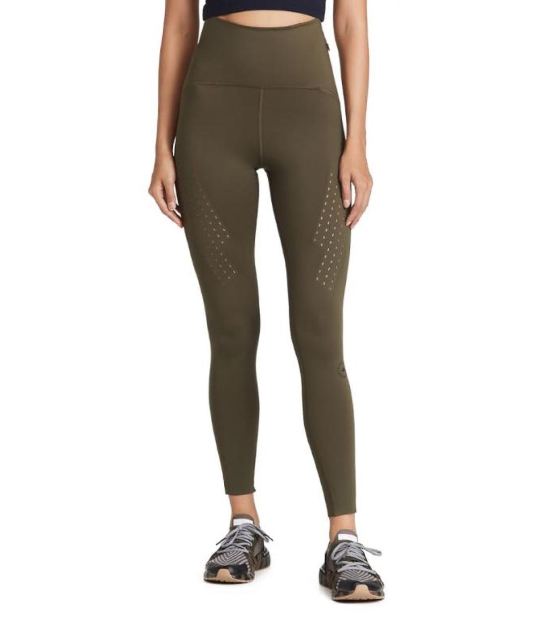 ADIDAS BY STELLA MCCARTNEY Хаки полиэстеровые леггинсы и велосипедки, фото 4