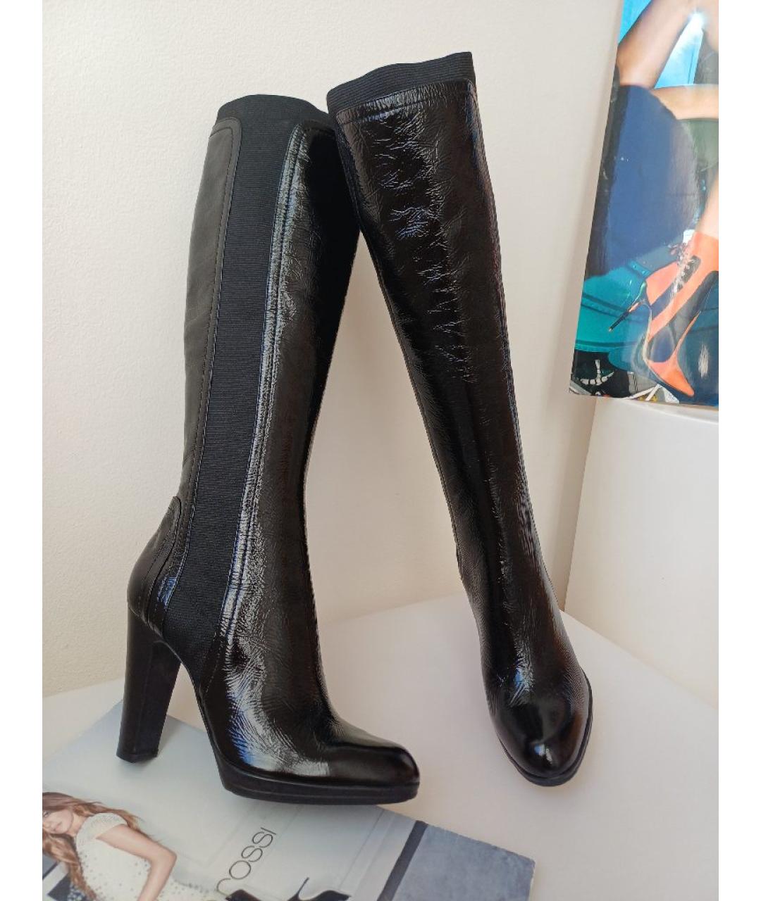 SERGIO ROSSI Черные сапоги из лакированной кожи, фото 4