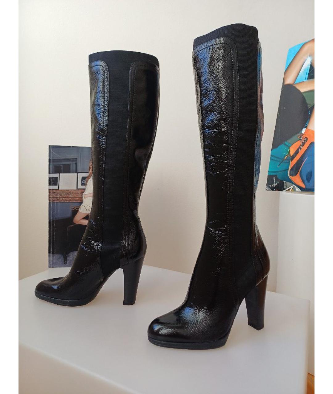 SERGIO ROSSI Черные сапоги из лакированной кожи, фото 2