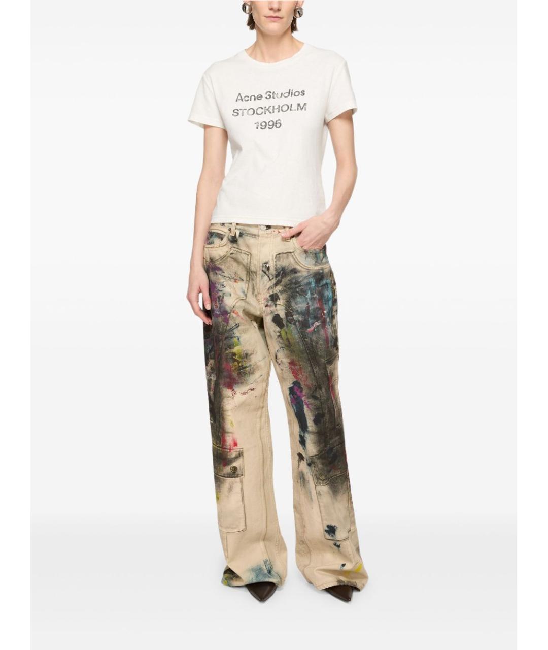 ACNE STUDIOS Белая хлопковая футболка, фото 4