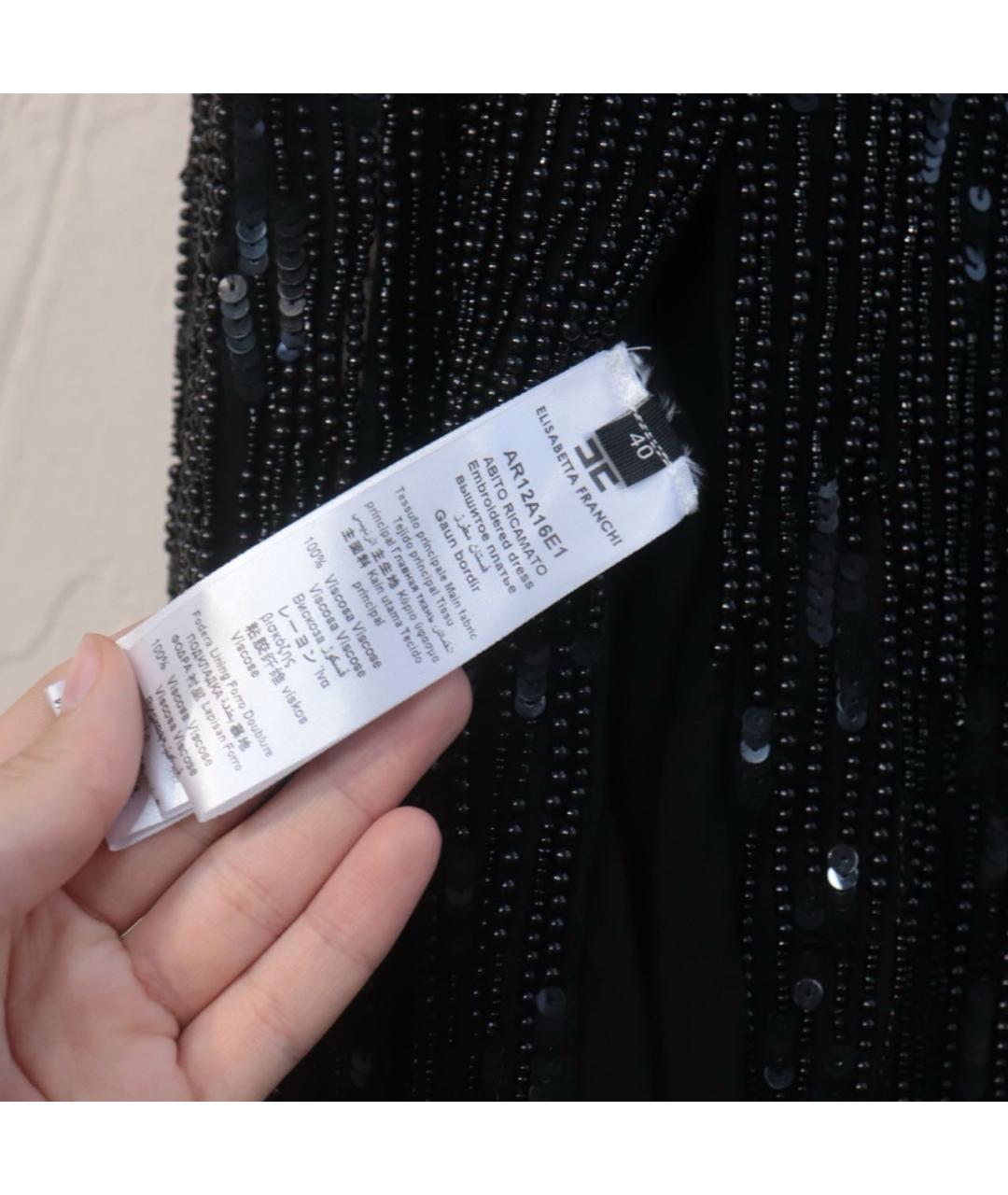 ELISABETTA FRANCHI Черное вискозное коктейльное платье, фото 4