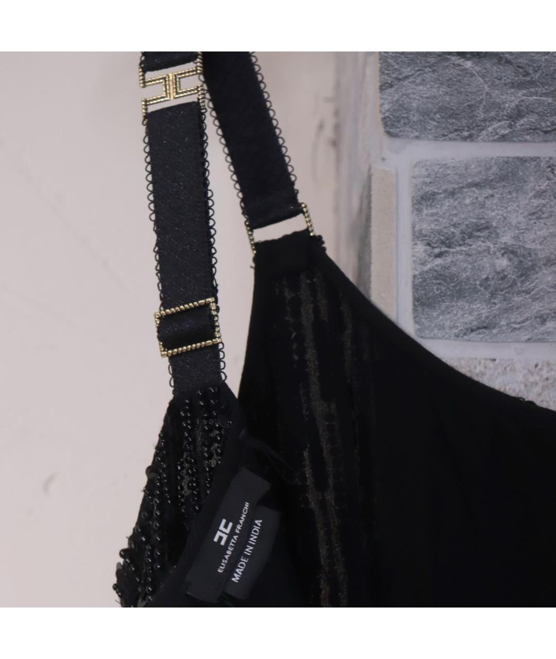 ELISABETTA FRANCHI Черное вискозное коктейльное платье, фото 6