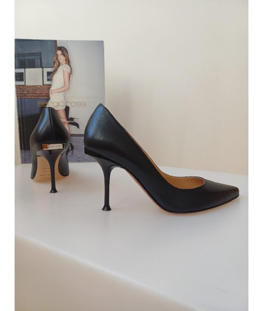 SERGIO ROSSI Черные кожаные туфли, фото 3