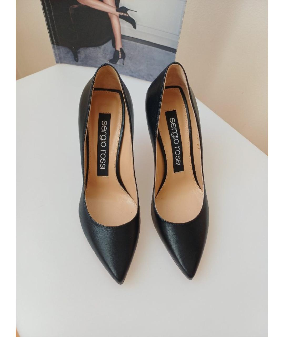 SERGIO ROSSI Черные кожаные туфли, фото 5