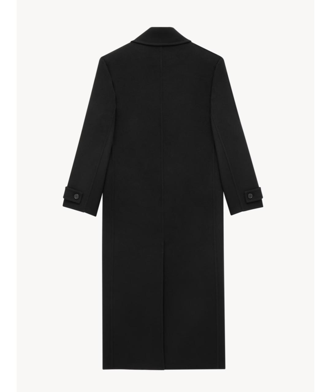 SAINT LAURENT Черное шерстяное пальто, фото 2