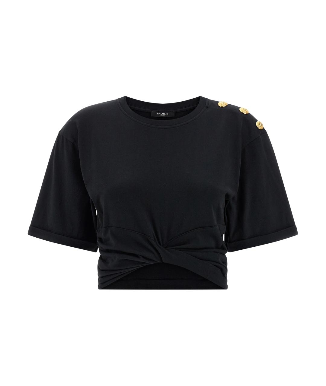 BALMAIN Черная хлопковая футболка, фото 1