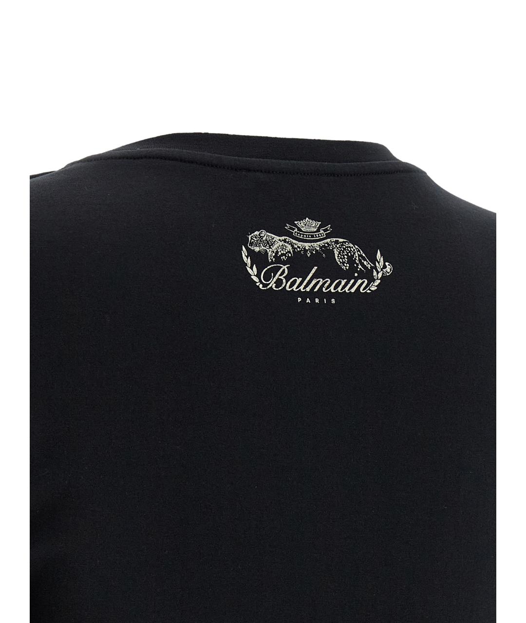 BALMAIN Черная хлопковая футболка, фото 4