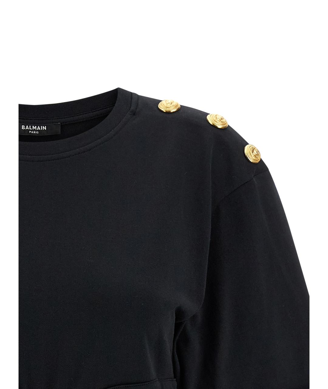 BALMAIN Черная хлопковая футболка, фото 3
