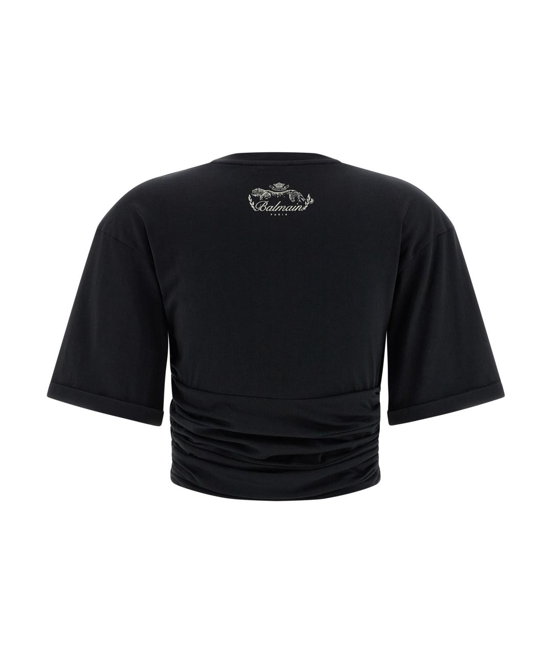 BALMAIN Черная хлопковая футболка, фото 2