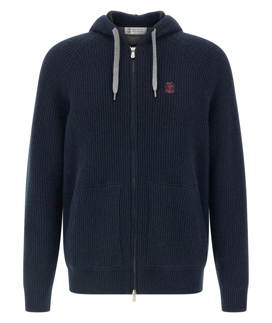 BRUNELLO CUCINELLI Темно-синий кашемировый кардиган, фото 1
