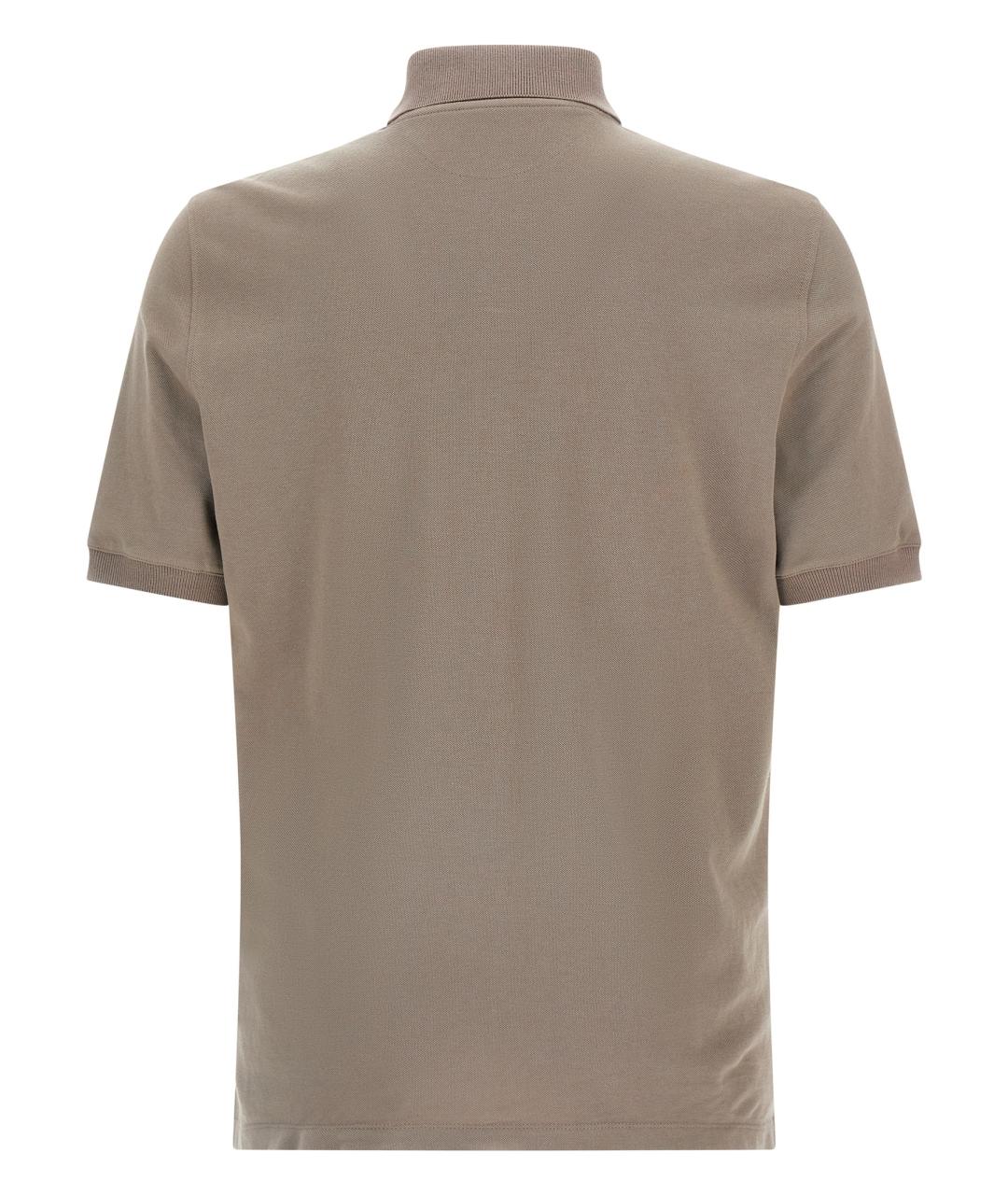 BRUNELLO CUCINELLI Бежевое хлопковое поло с коротким рукавом, фото 2