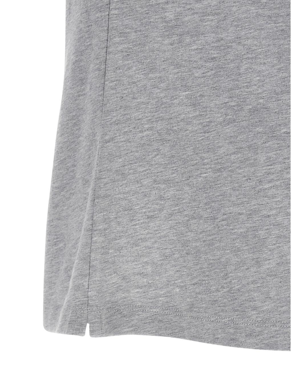 BRUNELLO CUCINELLI Серая хлопковая футболка, фото 4