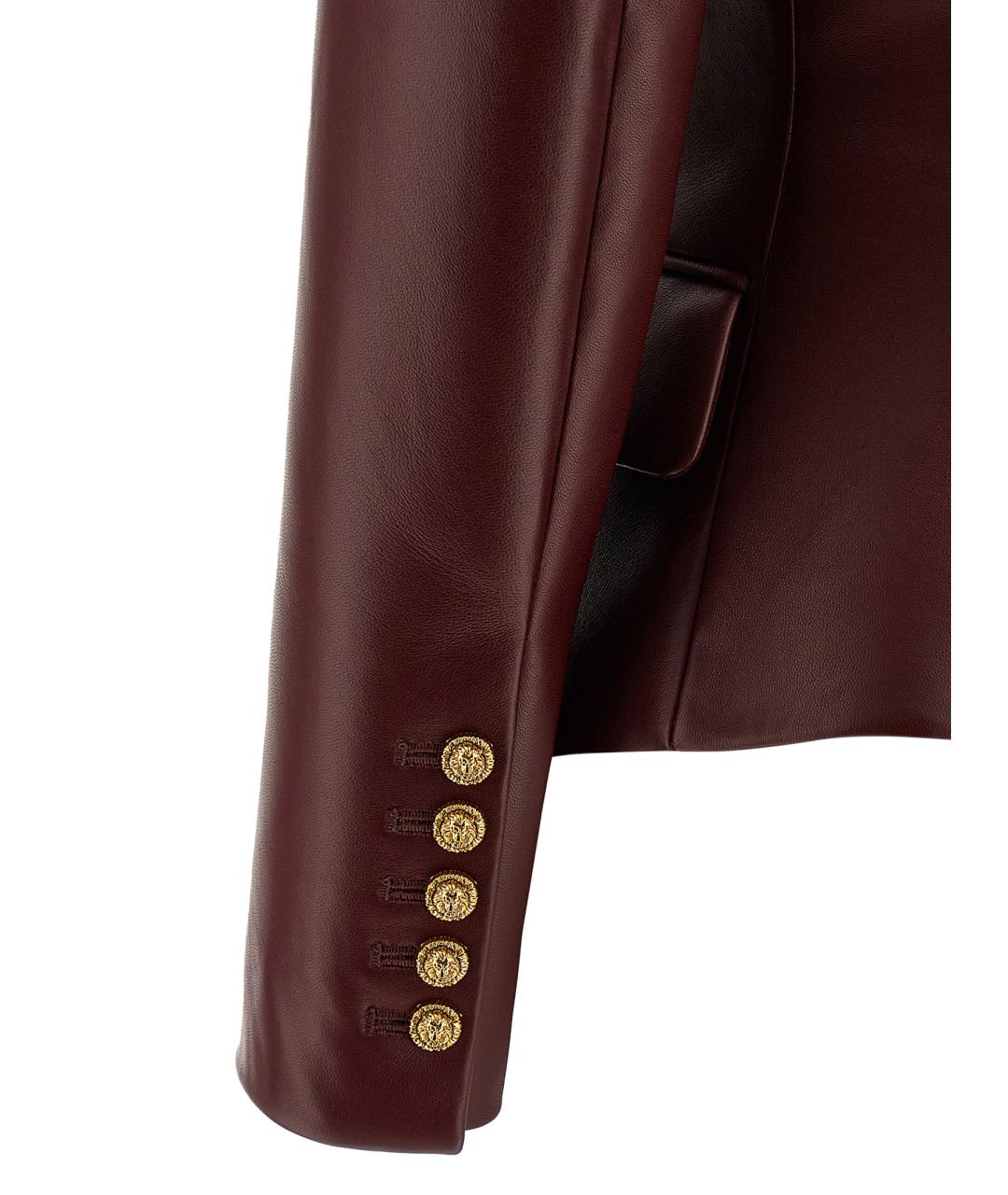 BALMAIN Бордовый кожаный жакет/пиджак, фото 4