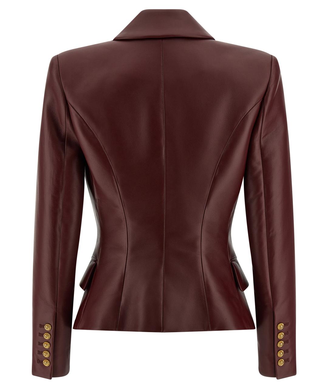 BALMAIN Бордовый кожаный жакет/пиджак, фото 2