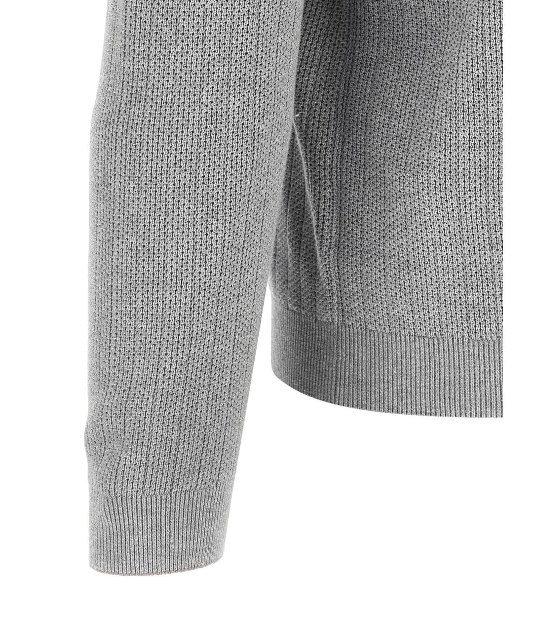 BRUNELLO CUCINELLI Серое хлопковое поло с длинным рукавом, фото 4